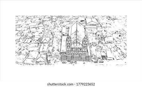 Construir vistas con un punto de referencia de Abeokuta es la capital del estado de Ogun en el suroeste de Nigeria. Dibujo a mano de ilustración de esbozo en vector.