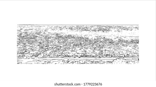 Building view with landmark of Abeokuta is the state capital of Ogun State in southwest Nigeria. Hand drawn sketch illustration in vector.