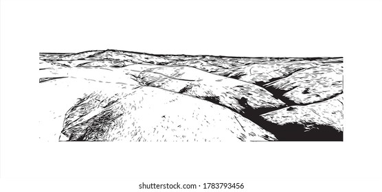 Building view with landmark of Adelaide is South Australia’s cosmopolitan coastal capital. Hand drawn sketch illustration in vector.