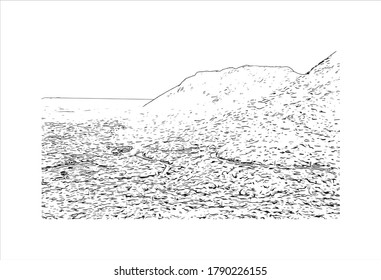 Building view with landmark of Ajmer is a city in the northern Indian state of Rajasthan. Hand drawn sketch illustration in vector.