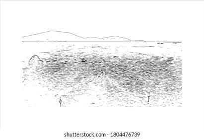 Building view with landmark of Angra dos Reis is a Brazilian municipality in southwest Rio de Janeiro state.Hand drawn sketch illustration in vector.