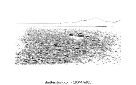 Building view with landmark of Angra dos Reis is a Brazilian municipality in southwest Rio de Janeiro state. Hand drawn sketch illustration in vector.