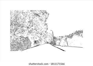 Building view with landmark of Antananarivo is the capital city of Madagascar, in the island’s Central Highlands. Hand drawn sketch illustration in vector.