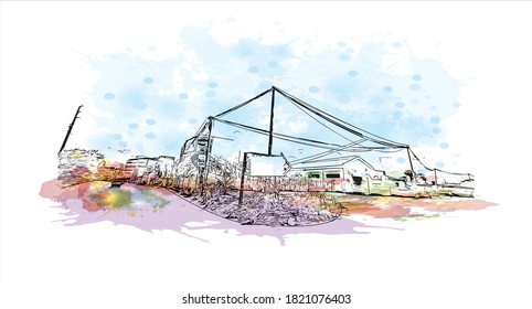 Building view with landmark of Antananarivo is the capital city of Madagascar. Watercolor splash with hand drawn sketch illustration in vector.