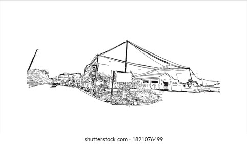 Building view with landmark of Antananarivo is the capital city of Madagascar. Hand drawn sketch illustration in vector.