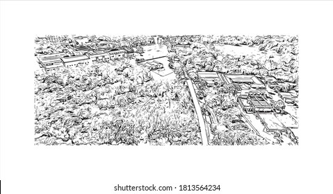 Building view with landmark of Aracatuba is a city located in the northwest of Sao Paulo state, Brazil. Hand drawn sketch illustration in vector.