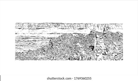Building view with landmark of Arizona City is a census-designated place  in southwestern Pinal County, Arizona, in the United States. Hand drown sketch illustration in vector.