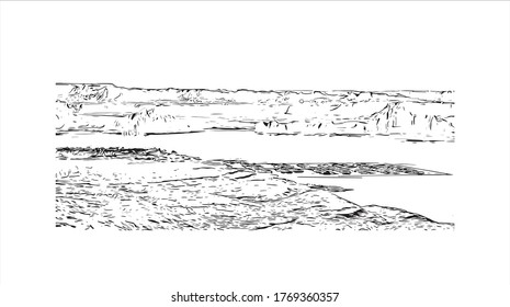 Building view with landmark of Arizona City is a census-designated place  in southwestern Pinal County, Arizona, in the United States. Hand drown sketch illustration in vector.