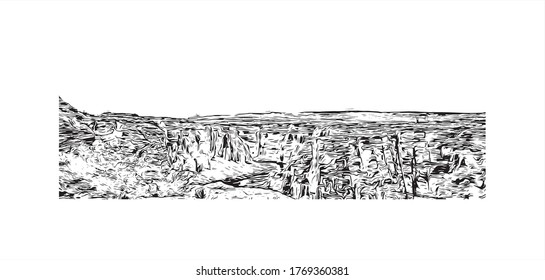Building view with landmark of Arizona City is a census-designated place  in southwestern Pinal County, Arizona, in the United States. Hand drown sketch illustration in vector.