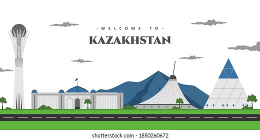 Building view with landmark of Astana is the capital city of Kazakhstan. Beautiful panorama landscape you must visit. World countries cities vacation travel sightseeing Asia collection.