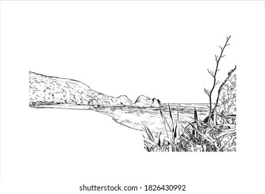 Building view with landmark of Auckland is a metropolitan city in the North Island of New Zealand. Hand drawn sketch illustration in vector.