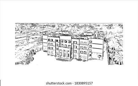 Building view with landmark of Bahawalpur is the largest city in Pakistan. Hand drawn sketch illustration in vector. svg