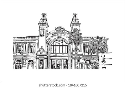 Building view with landmark of Bari is the capital city of Italy. Hand drawn sketch illustration in vector.