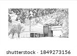 Building view with landmark of Baton Rouge is a city in Louisiana. Hand drawn sketch illustration in vector.