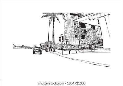 Building view with landmark of Beirut is the capital and largest city of Lebanon. Hand drawn sketch illustration in vector.