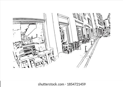 Building view with landmark of Beirut is the capital and largest city of Lebanon. Hand drawn sketch illustration in vector.