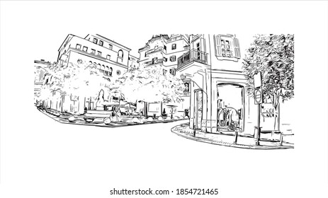 Building view with landmark of Beirut is the capital and largest city of Lebanon. Hand drawn sketch illustration in vector.