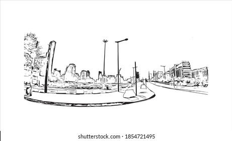 Building view with landmark of Beirut is the capital and largest city of Lebanon. Hand drawn sketch illustration in vector.