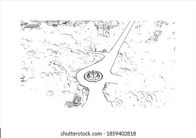 Building view with landmark of Belgaum is a city in the Indian state of Karnataka. Hand drawn sketch illustration in vector.