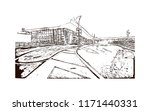 Building view with landmark of Bogota is Colombia’s sprawling, high-altitude capital. Hand drawn sketch illustration in vector.