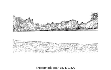 Building view with landmark of Bonn is the 
city of Germany. Hand drawn sketch illustration in vector.