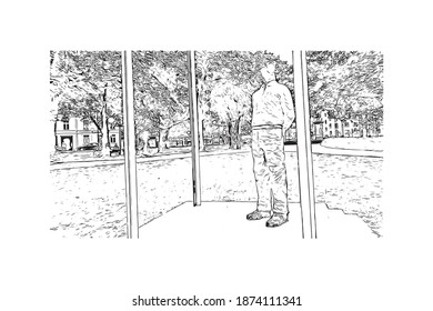 Building view with landmark of Bonn is the 
city of Germany. Hand drawn sketch illustration in vector.