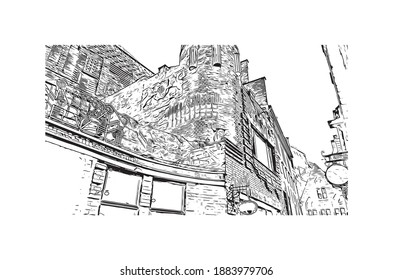 Building view with landmark of Bremen is the
city in Germany. Hand drawn sketch illustration in vector.