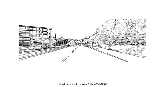 Building view with landmark of Brunswick is the
city in Germany. Hand drawn sketch illustration in vector.