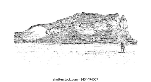 Building view with landmark of Cairo to Khartoum. Hand drawn sketch illustration in vector.