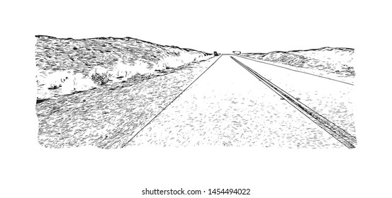 Building view with landmark of Cairo to Khartoum. Hand drawn sketch illustration in vector.