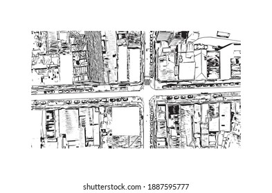 Building view with landmark of Campina Grande is the 
city in Brazil. Hand drawn sketch illustration in vector.