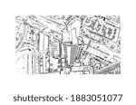 Building view with landmark of Campo Grande is a city in west central Brazil. Hand drawn sketch illustration in vector.