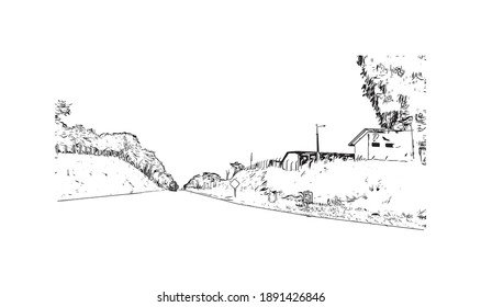 Building view with landmark of Campo Largo is the city of Brazil. Hand drawn sketch illustration in vector.