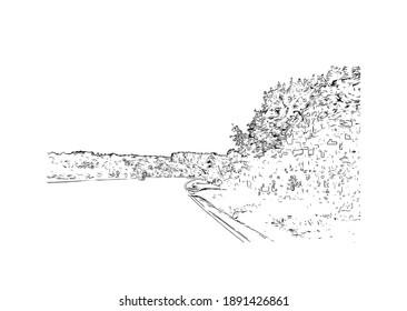 Building view with landmark of Campo Largo is the city of Brazil. Hand drawn sketch illustration in vector.
