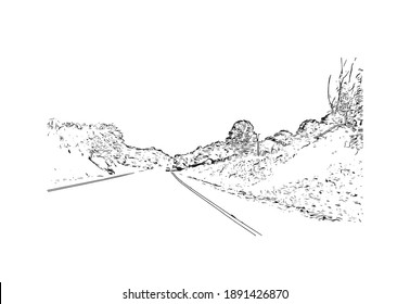 Building view with landmark of Campo Largo is the city of Brazil. Hand drawn sketch illustration in vector.