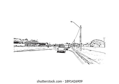 Building view with landmark of Campo Largo is the city of Brazil. Hand drawn sketch illustration in vector.