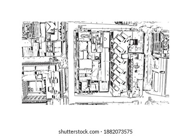 Building view with landmark of Cape Town is the 
capital of South Africa. Hand drawn sketch illustration in vector.