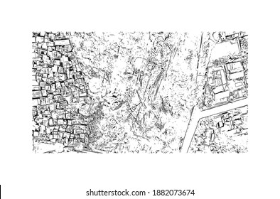 Construir vistas con un punto de referencia en Ciudad del Cabo es el 
capital de Sudáfrica. Dibujo a mano de ilustración de esbozo en vector.