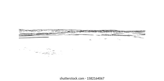 Building view with landmark of Cardiff is the capital of Wales and its largest city. Hand drawn sketch illustration in vector.