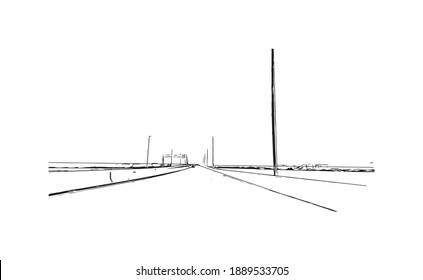 Building view with landmark of Carolina is a municipality located on the northeast coast of Puerto Rico. Hand drawn sketch illustration in vector.