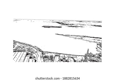 Building view with landmark of Cebu is the
city in Philippines. Hand drawn sketch illustration in vector.