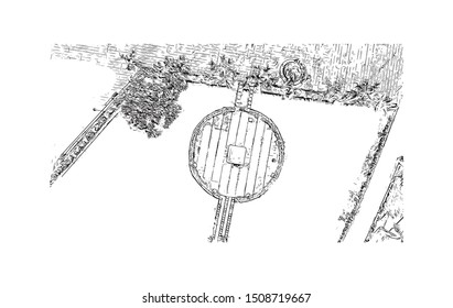 Building view with landmark of Cebu is a province of the Philippines. Hand drawn sketch illustration in vector.
