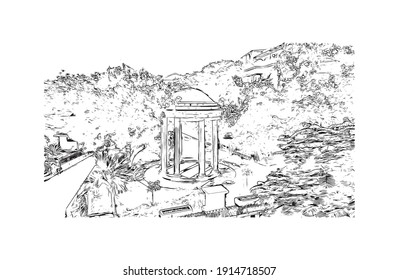 Building view with landmark of Chennai is the city in India. Hand drawn sketch illustration in vector.