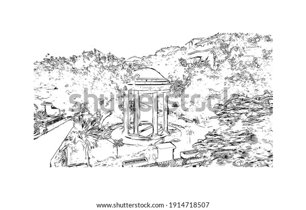 Building view with\
landmark of Chennai is the city in India. Hand drawn sketch\
illustration in\
vector.