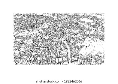 Building view with landmark of Chhindwara is the
city in India. Hand drawn sketch illustration in vector.