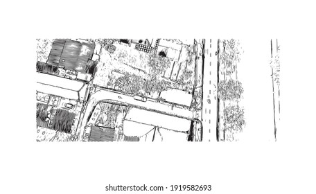 Building view with landmark of Chiang Mai is a city in mountainous northern Thailand. Hand drawn sketch illustration in vector.