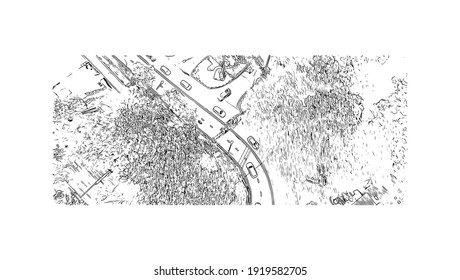 Building view with landmark of Chiang Mai is a city in mountainous northern Thailand. Hand drawn sketch illustration in vector.