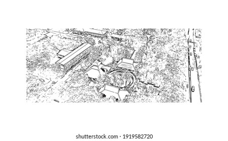 Building view with landmark of Chiang Mai is a city in mountainous northern Thailand. Hand drawn sketch illustration in vector.