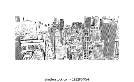 Hand Drawn Sketch Chicago Skyline Big Stock Vector (Royalty Free) 763181242