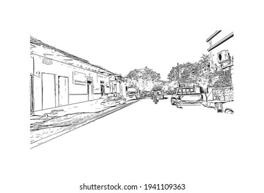 Building view with landmark of Choluteca is the 
municipality in Honduras. Hand drawn sketch illustration in vector.
